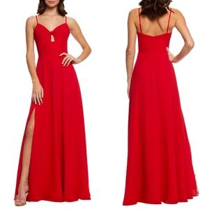 NEW DRESS THE POPULATION Cambria ROUGE RED Tie Bodice EVENING DRESS Gown XXS